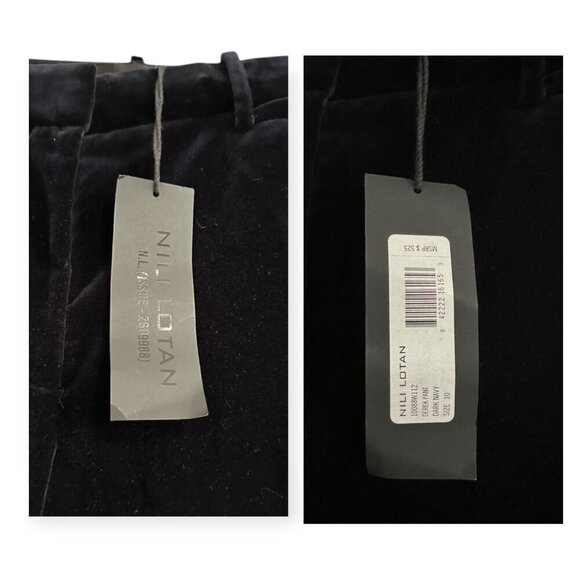 Nili Lotan Derek Velvet Flared Pants, Dark Navy, Made in USA, Size 10, New with - Picture 4 of 15